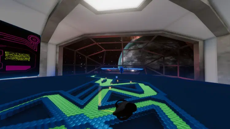 AIRA VR – Spieler platziert und verbessert Verteidigungstürme auf einer holografischen Karte.