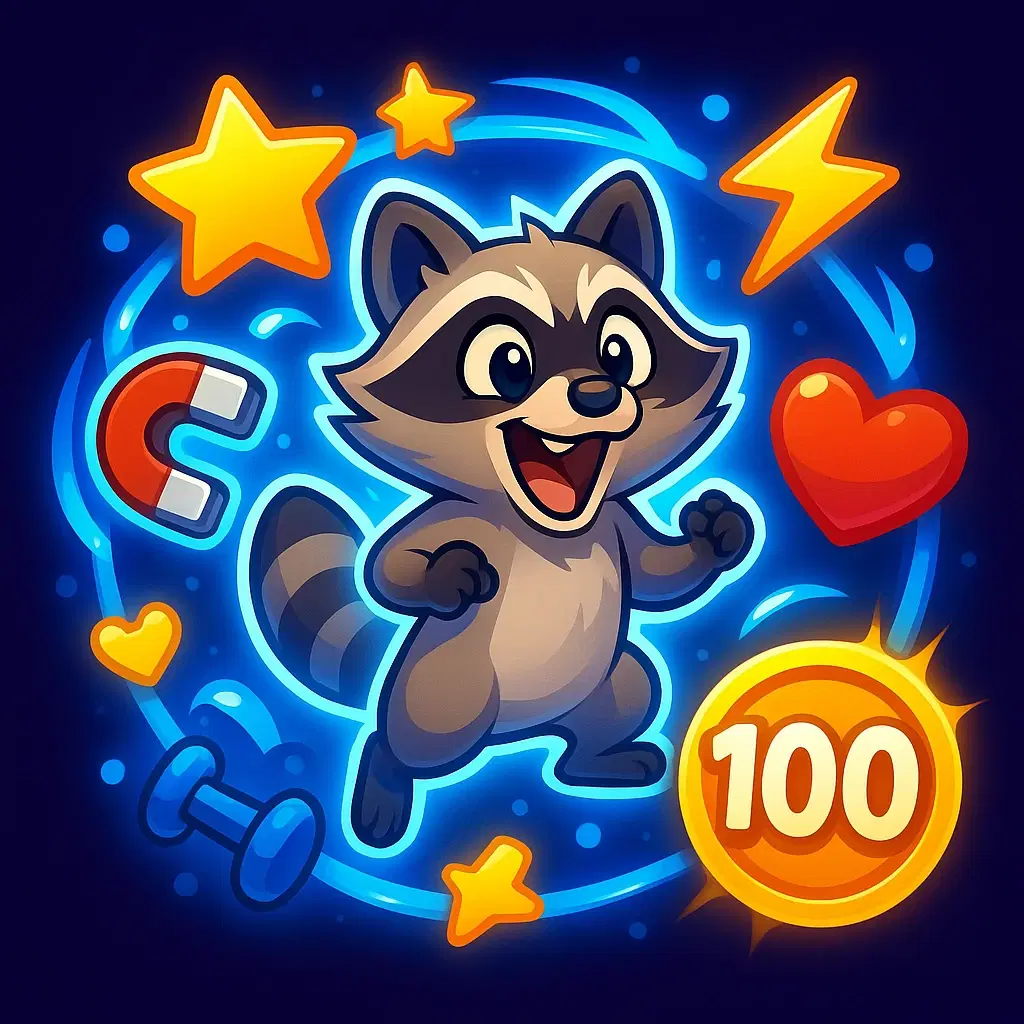 Energetic Raccoon 100x Power Ups